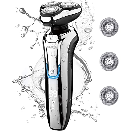 SweetLF 電気シェーバー メンズ ひげそり 回転式 3枚刃 USB充電式 IPX7防水 お風呂剃り可 トリマー付 LED電池残量表示 (青)