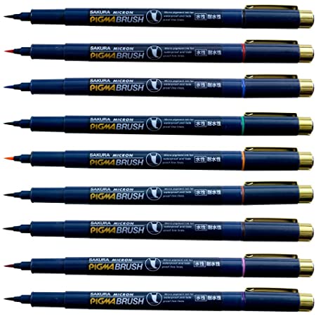 サクラクレパス 筆ペン ピグマブラッシュ 9色 ESDK-9BR