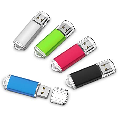 USBメモリ 4GB USB2.0 5個セット KOOTION USBメモリ・フラッシュドライブ キャップ式 コンパクト 軽量 超高速データ転送 大容量 読取り最大60MB/秒データ転送 Windows PCに対応 (五色：青、紫、緑、黄色、ピンク）
