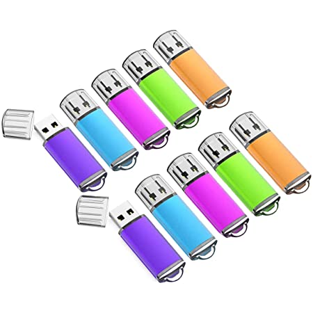 KOOTION USBメモリ 16GB 10個セットUSB2.0 マイクロUSB フラッシュメモリー キャップ式 ストラップホール付き フラッシュドライブ（五色：青、紫、緑、赤、オレンジ）