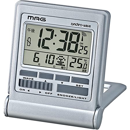 MAG(マグ) 目覚まし時計 電波 デジタル ミネルバ 温度 カレンダー表示 折りたたみ シルバー T-714SM-Z