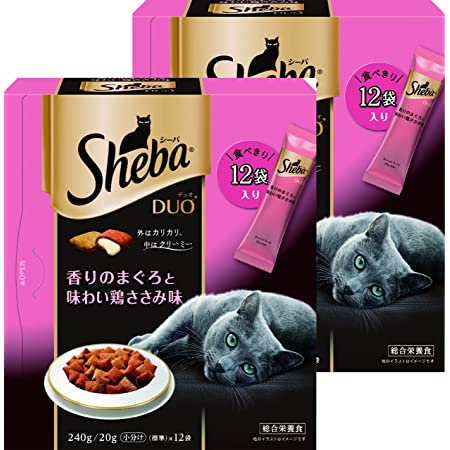 シーバ (Sheba) キャットフード デュオ 香りのまぐろと味わい鶏ささみ味 成猫用 240g×2個 (まとめ買い)