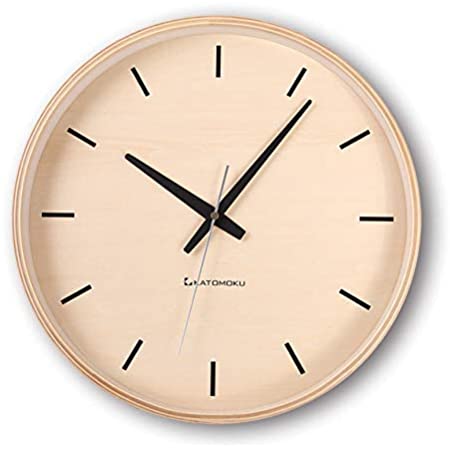 KATOMOKU plywood wall clock ブラック 電波時計 連続秒針 km-50BRC φ304mm