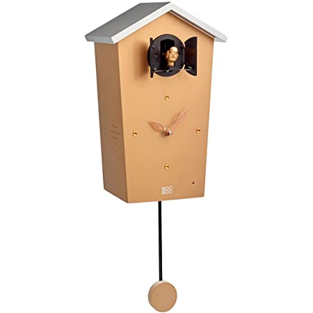 KOOKOO（クークー）バードハウス 金色 12種類の鳥のさえずりが時を告げる 振り子 時計 12種類の鳥の声が楽しめる壁掛け時計 カッコー時計 鳩時計 掛け時計 モダンなデザイン 鳴き声が楽しめる ドイツでデザインされたカッコー時計
