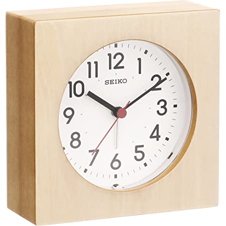 KATOMOKU Dual use clock 2 置き時計 掛け時計 スイープ（連続秒針） km-53N ナチュラル バスウッド220×170×50mm