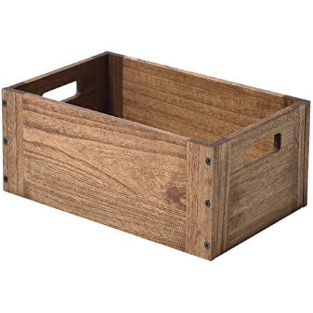 山善 木製 収納ボックス 木箱(無塗装)M 浅型(500x370x150) スタッキング可 TWB-1550(NA)