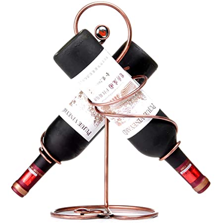 W24 インテリア ワインホルダー ワイングラス ホルダー ラック ワイン シャンパン ボトル 2本 収納 スタンド アンティーク (ブロンズ)