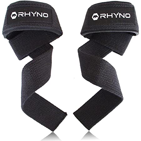 RHYNO(ライノ) リストストラップ リフティングストラップ/トレーニング 筋トレ サポーター/選べる色 (ブラック)