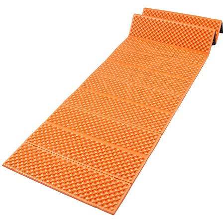 BeryKoKo レジャーシート 収納袋付 役所導入品 超厚手 190×57 折り畳み クッション 防水 超軽量 断熱 ロングサイズ オレンジ