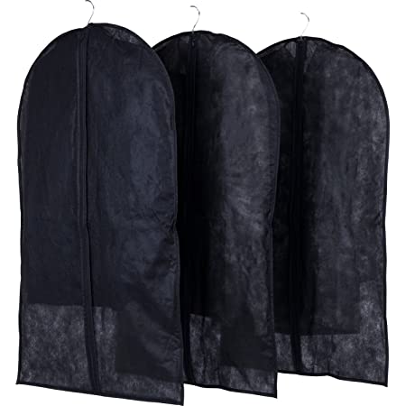 アストロ 洋服カバー 3枚 スーツサイズ 黒 両面不織布 前開きファスナー 底までカバー 605-15