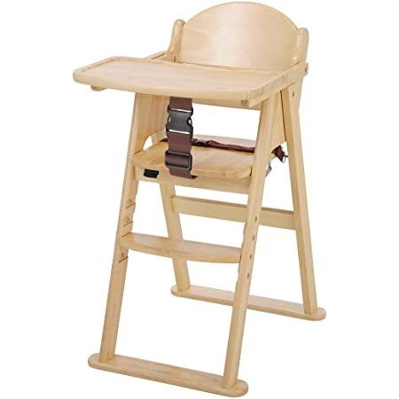ベビーチェア テーブル付き 木製椅子 ハイチェア 14段階調節可能 ベビーガード 安全ベルト付き 幅49×奥行57×高さ80cm チェリーブラウン
