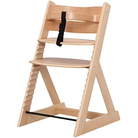 ベビーチェア テーブル付き 木製椅子 ハイチェア 14段階調節可能 ベビーガード 安全ベルト付き 幅49×奥行57×高さ80cm チェリーブラウン