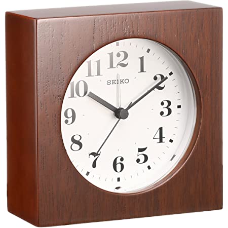セイコー クロック 掛け時計 置き時計 兼用 アナログ アラーム 木枠 茶 木地 KR501B SEIKO