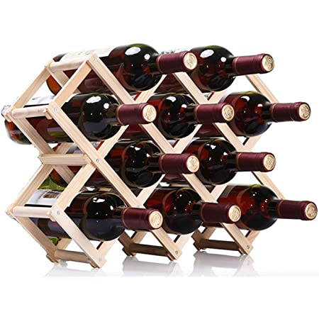 W22 選べるサイズ 折りたたみ式 ワインラック 木製 ホルダー ワイン シャンパン ボトル 収納 ケース スタンド インテリア (5本収納)
