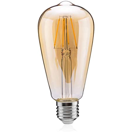 Tengyuan LEDエジソン電球 60W形 フィラメント電球 エジソンランプ LED電球 E26 8W 電球色 850lm ST64 アンバーガラス (8W金色 1個入り)