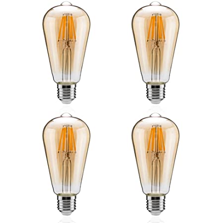 Tengyuan LEDエジソン電球 60W形 フィラメント電球 エジソンランプ LED電球 E26 8W 電球色 850lm ST64 アンバーガラス (8W金色 1個入り)