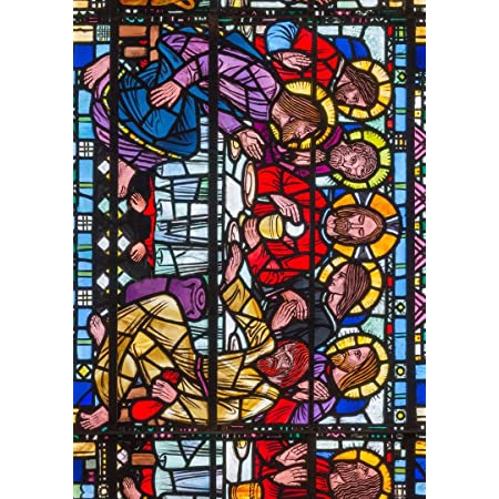 Winged Heart ステンドグラス シール 教会 ノートルダム大聖堂 バラ窓 静電気接着 約14cm