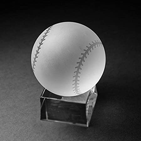 Waltz&F直径40ｍｍクリア水晶玉 クリスタルボール スタンド付き インテリア 開運グッズ 装飾置物 (野球)