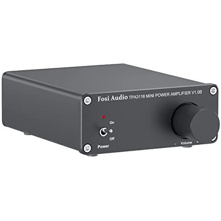 Fosi Audio V1.0B 2チャンネルパワーアンプ 50Wx2 ステレオスピーカーHI-FIクラスDデジタルアンプTPA3116ブラック ホームスピーカー用（電源付き）