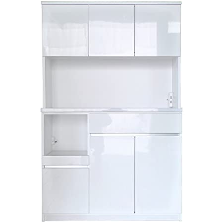 LOWYA ロウヤ 食器棚 壁面収納 可動棚 キッチン収納 高さ190×幅90cm ホワイト