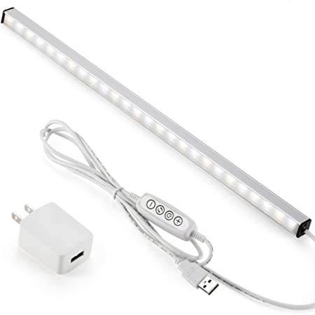 LED バーライト 5V USBライト 37cmキッチンライト パソコン照明ランプACアダプター付き 棚下ライト無段調光 化粧ライト棒 磁石内蔵 工事不要 電球色 昼白色 昼光色 高輝度