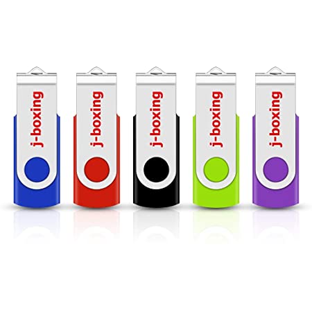 5個セット USBメモリ 16GB J-boxing USBフラッシュドライブ 回転式 高速 USBフラッシュメモリー ストラップホール付き（青、赤、黒、緑、紫）