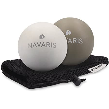 Navaris マッサージボール 2個セット 筋膜 マッサージ用 – ラクロスボール ヨガボール ストレス解消 – 2つの硬さ 肩こり ふくらはぎ 首 肩甲骨