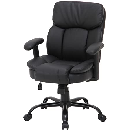 システムK オフィスチェア 肉厚 クッション レザー 昇降式 人間工学 事務椅子 ゲーミングチェア ブラック