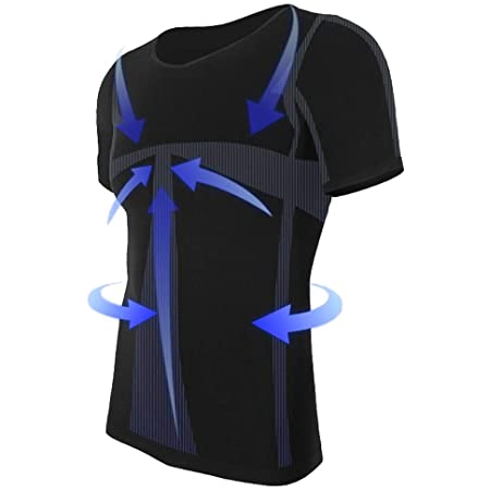 スパルタックス 加圧シャツ メンズ 加圧インナー 半袖 vネック 機能性インナーシャツ コンプレッション (ブラック（黒）, S)