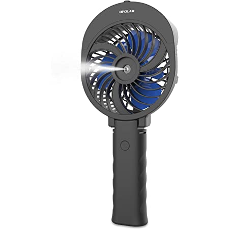 HandFan ハンディファンミスト 携帯扇風機 手持ち扇風機 ハンディー扇風機 ミスト付き 折り畳み式 手持ち/卓上両用 2600mAh充電式 3段階風量 6枚羽根 熱中症対策（ブラック）