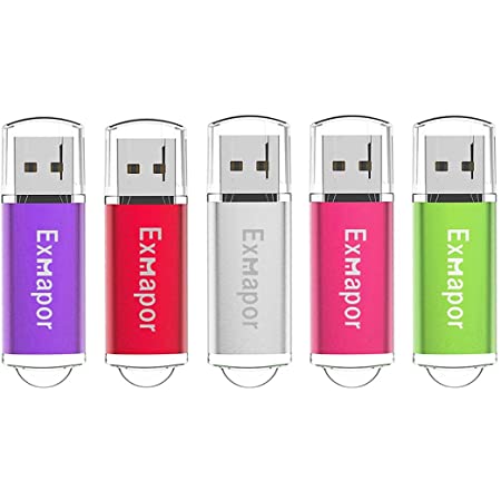 5個セット USBメモリ 4GB J-boxing USBフラッシュドライブ 回転式 高速 USBフラッシュメモリ ストラップホール付き（青、赤、黒、緑、紫）