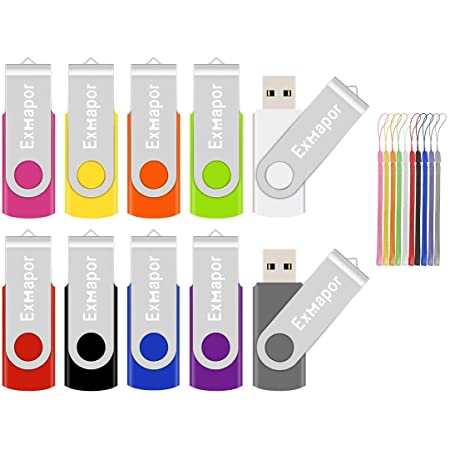 5個セット USBメモリ 4GB J-boxing USBフラッシュドライブ 回転式 高速 USBフラッシュメモリ ストラップホール付き（青、赤、黒、緑、紫）