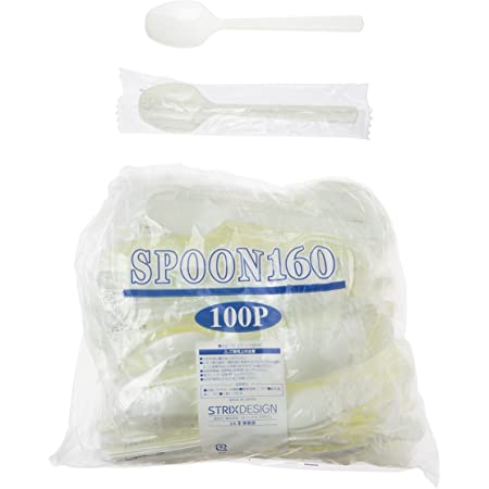 ストリックスデザイン プラスチック スプーン 日本製 100本 アイボリー 白 16cm 業務用 使い捨て カトラリー 袋入り 大容量 TS-100