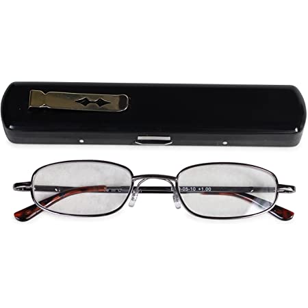 エニックス 老眼鏡 携帯用 +1.0 度数 ケース付き グレー ERD-05-10