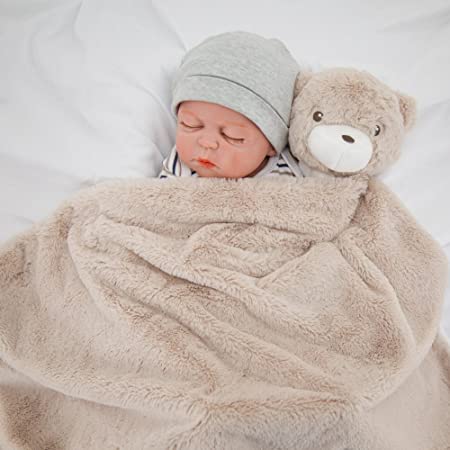 Kavkas ベビーブランケット 女の子 撮影毛布 冬赤ちゃん 写真 新生児 出産祝い ふわふわ ベアフットドリームス ピンク 76x76cm (ピンクの兎)
