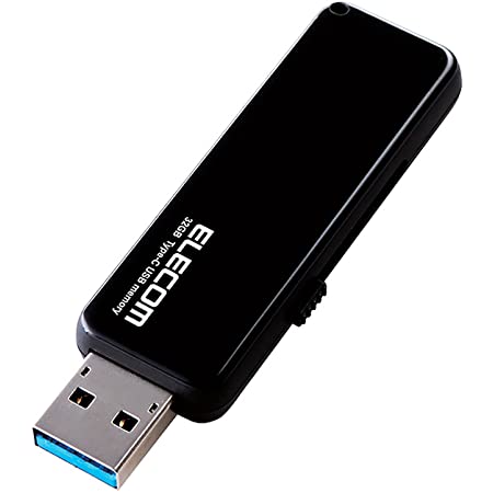 エレコム USBメモリ 32GB USB3.0 USB3.1 スライド式 USB Type-C対応 ストラップホール付 ブラック MF-CCU3132GBK