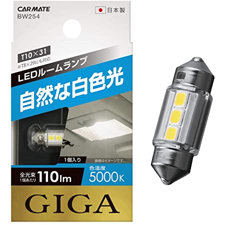 カーメイト 車用 LED ルームランプ GIGA クールホワイト T10/T8×29/T10×31共通 15000K 460lm BW246