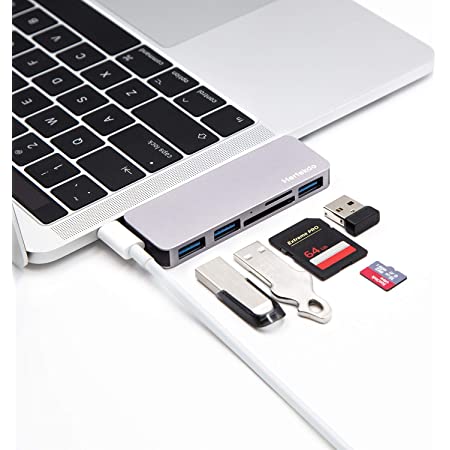 Batianda USBハブ Type-C Hub「5 in 1」Hub 高速USB 3.0ポート / USB-C 充電ポート/SD/TFカードリーダー アルミニウム合金仕上げ コンパクト 多機能 薄型軽量 12インチ MacBook/new MacBook Pro 13 15 2016-2019 / ChromeBook Pixel/HuaWer Matebook対応 (スベースグレー)