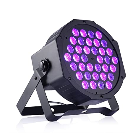 TECKEPIC ブラックライト 36個LED紫外線ライト 音声起動 自走機能付きステージライト 単色ビームUVライト ポータブルサイズディスコ/舞台/演出/照明/バー/パーティー