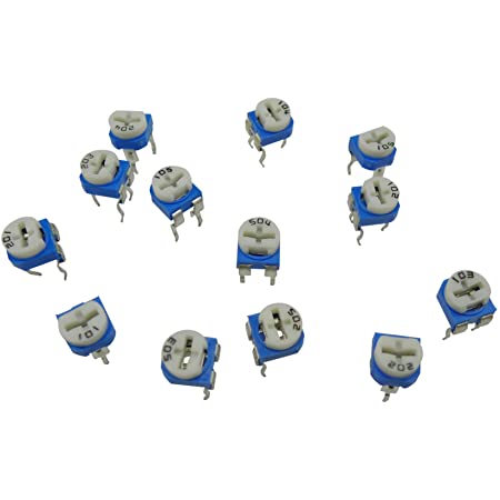 KKHMF 抵抗器パック100Ω-1M 青い白い水平可変抵抗バッグ 横型調節可能 13種類 各種5pcs 「国内配送」