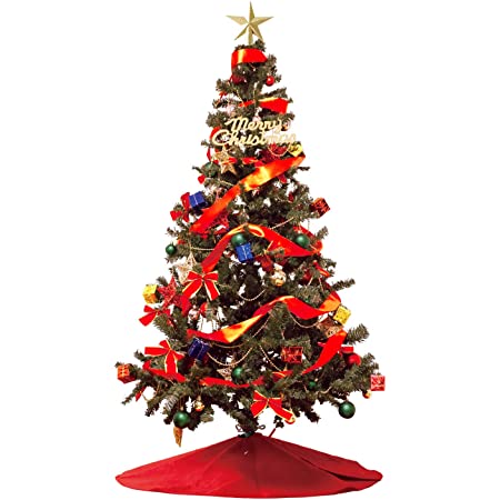 タンスのゲン クリスマスツリー 180 11種のオーナメント 8パターンのイルミネーション LEDライト付き 180cm christmas tree おしゃれ 北欧 クリスマス レッド 16910004 31AM(75564)