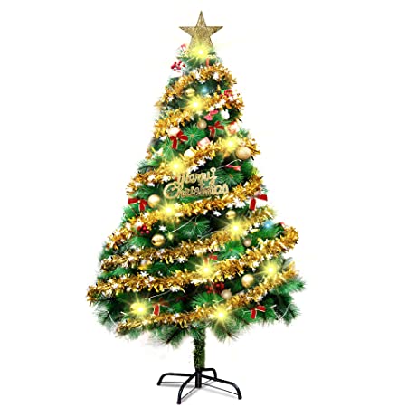 タンスのゲン クリスマスツリー 180 11種のオーナメント 8パターンのイルミネーション LEDライト付き 180cm christmas tree おしゃれ 北欧 クリスマス レッド 16910004 31AM(75564)