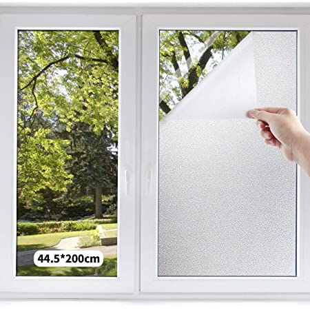 SmaTabi 窓用フィルム ガラスフィルム 窓 水だけで貼れる 目隠しシート 遮光 断熱 UVカット (90cm x 200cm すりガラス風)