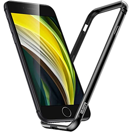 ESR iPhone SEケース SE第2世代 iPhone8ケース iPhone7ケース SE2020 新型 バンパーケース ソフトインナーバンパー付きメタルフレームアーマー [電波強度に影響なし] [フチを高くして保護] グレイ