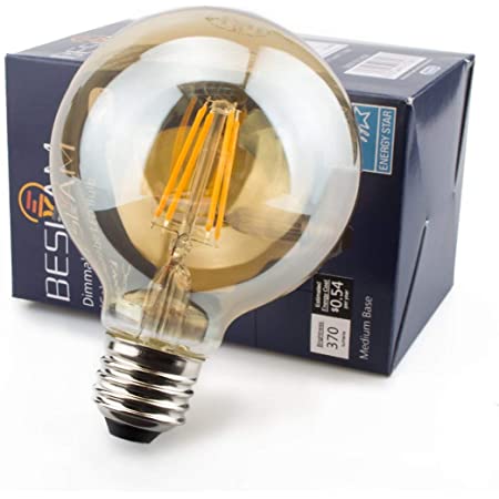 フィラメント led電球 e26 電球色 40W形相当 400lm エジソン電球 シャンデリア電球 広配光【5個入り】