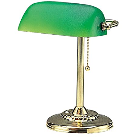バンカーズランプ 黄銅メッキ スタンドライト アンティーク E26口金 LED電球対応可 電球別売り 黄銅メッキ ベッドサイド スタンド デスクライト アンティークランプ (緑)