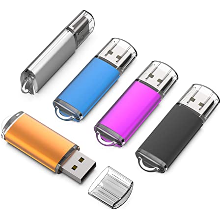RAOYI USBメモリ 32GB USB2.0 5個セット フラッシュドライブ キャップ式 コンパクト 5色（黒、赤、青、緑、銀）