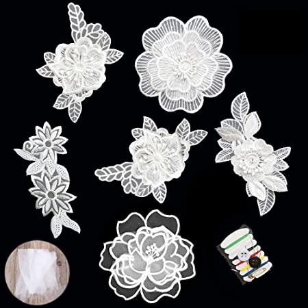 IRIZ 2枚花柄刺繍ブライダルウェディングアップリケパッチ (ダイヤモンドバッド)