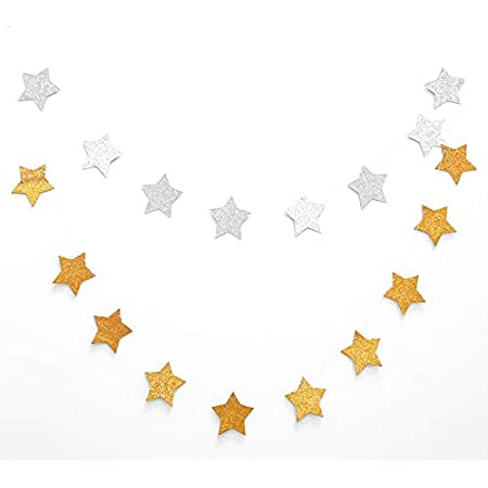 CCINEE 誕生日 飾り付け クリスマス スター 星 ガーランド デコレーション 飾り10cm×10cm 約3m (表金色＆裏銀色)