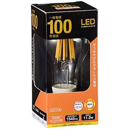 オーム電機 LED電球 フィラメント 一般電球形 E26 100W形相当 クリア 電球色 全方向 LDA12L C6 06-3464 OHM